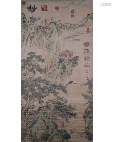 A CHINESE LANDSCAPE PAINTING SCROLL GUO XI MARK