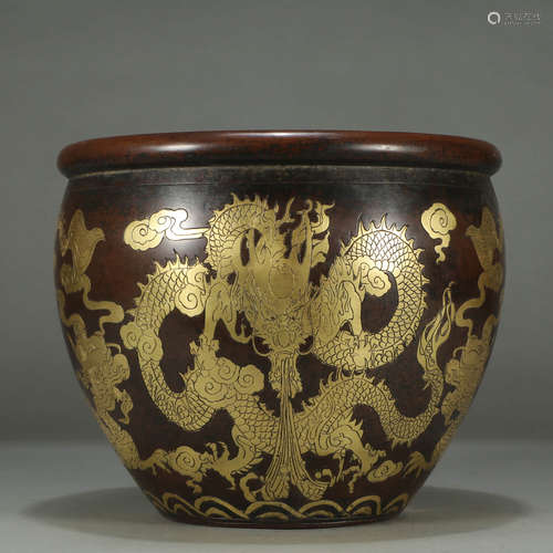 A GILT-BRONZER DRAGON PATTERN JAR