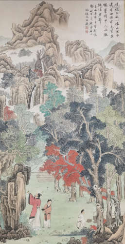 A CHINESE LANDSCAPE PAINTING SCROLL FENG CHAORAN MARK