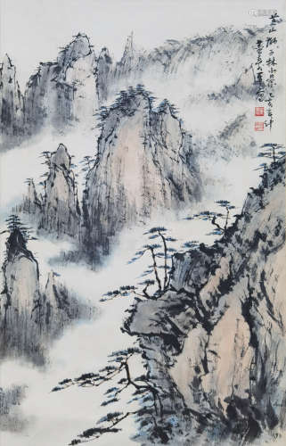 A CHINESE LANDSCAPE PAINTING SCROLL DONG SHOUPING MARK