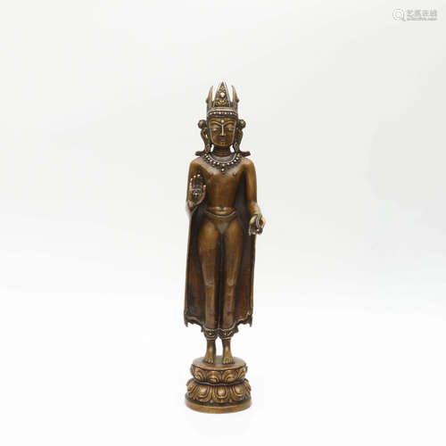 AN ALLOY SHAKYAMUNI STATUE