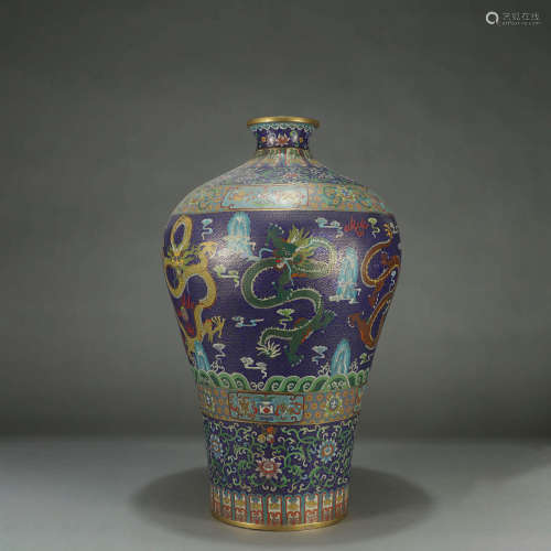 A DRAGON PATTERN CLOISONNE MEIPING VASE