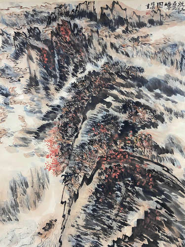 A CHINESE LANDSCAPE PAINTING SCROLL LU YANSHAO MARK