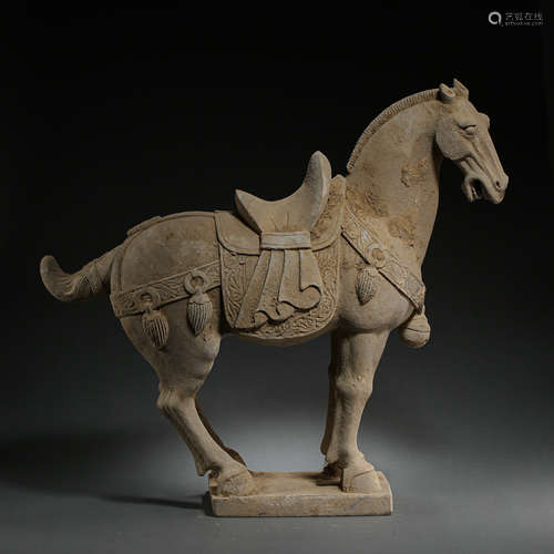 TANG DYNASTY, CHINESE STONE CARVING HORSE