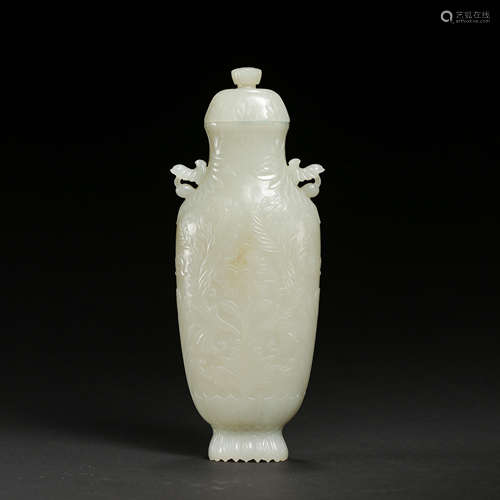 HETIAN JADE BOTTLE (ZILIAO), QING DYNASTY, CHINA