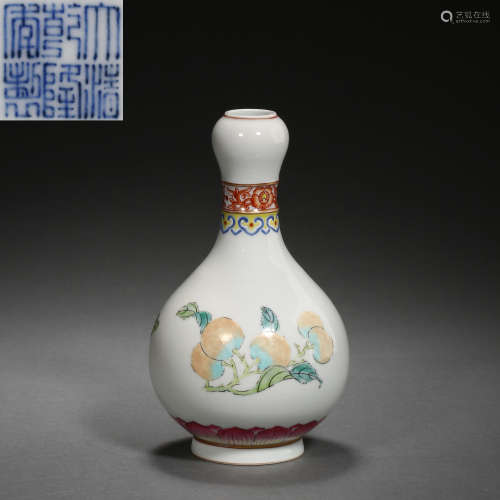 CHINESE QING DYNASTY FAMILLE ROSE GARLIC SHAPED HEAD