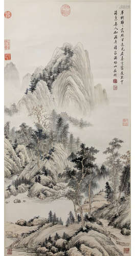 A CHINESE LANDSCAPE PAINTING WEN ZHENGMING MARK