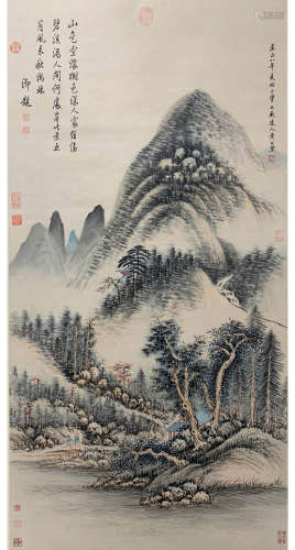 A CHINESE LANDSCAPE PAINTING HUANG GONGWANG MARK