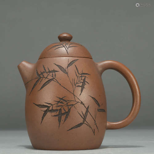 A BAMBOO PATTERN ZISHA TEAPOT