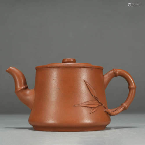 A BAMBOO PATTERN ZISHA TEAPOT