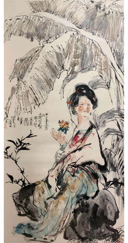 A CHINESE FIGURE PAINTING CHENG SHIFA MARK