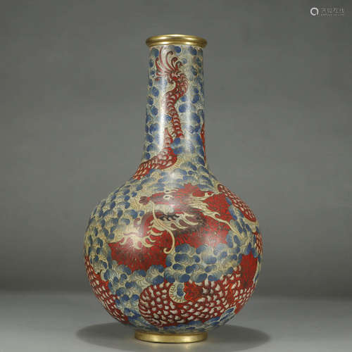 A BRONZE CLOISONNE DRAGON PATTERN FLASK