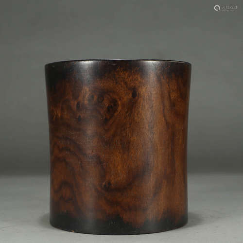 A ROSEWOOD BRUSH POT