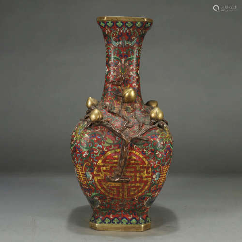 A BRONZE CLOISONNE SQUARE VASE