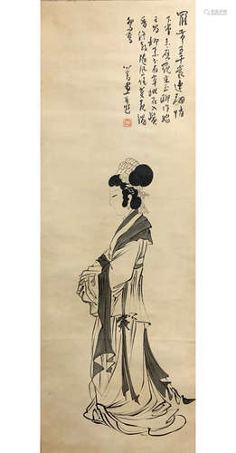 A CHINESE FIGURE PAINTING PU RU MARK