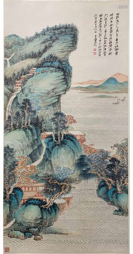 A CHINESE LANDSCAPE PAINTING ZHANG DAQIAN MARK