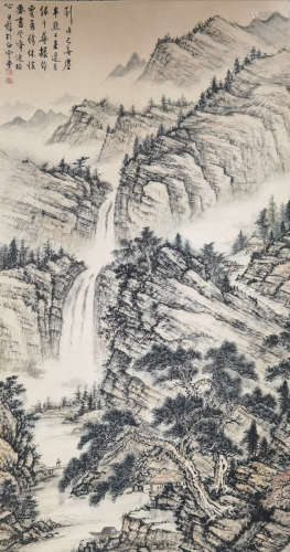 A CHINESE LANDSCAPE PAINTING SCROLL MARK