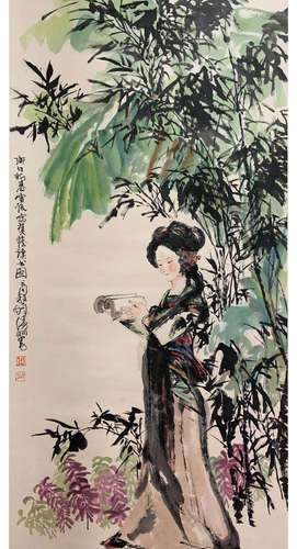 A CHINESE FIGURE PAINTING CHENG SHIFA MARK