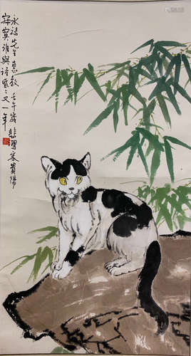 A CHINESE CAT PAINTING XU BEIHONG MARK