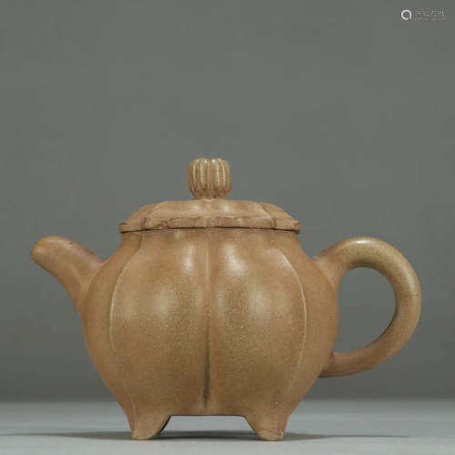 A MELON-SHAPED ZISHA TEAPOT