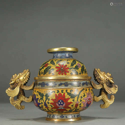 A BRONZE CLOISONNE CENSER