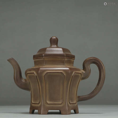 A HEXAGONAL ZISHA TEAPOT