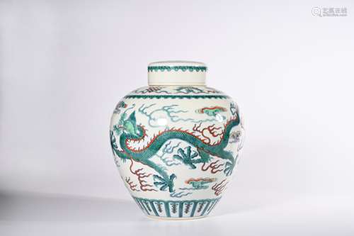 CHINESE WUCAI DRAGON PORCELAIN JAR