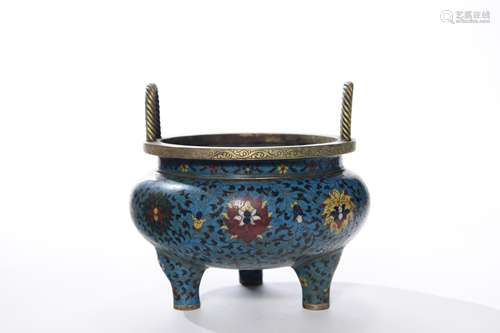 CHINESE CLOISONNE TRIPOD CENSER