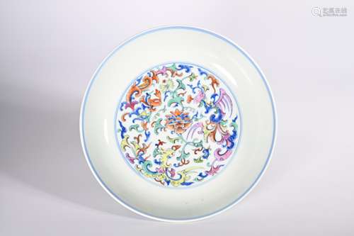 CHINESE FAMILLE ROSE PORCELAIN PLATE, MARKED