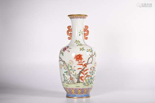 CHINESE FAMILLE ROSE PORCELAIN VASE, MARKED