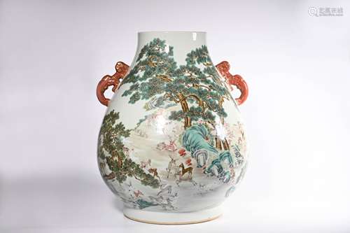 CHINESE FAMILLE ROSE PORCELAIN ZUN VASE