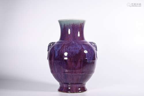 CHINESE FLAMBE GLAZED PORCELAIN VASE