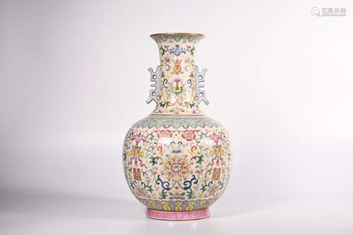 CHINESE FAMILLE ROSE PORCELAIN VASE, MARKED