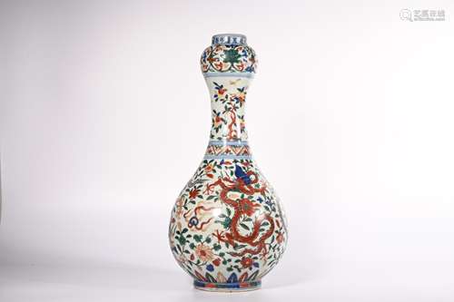 CHINESE WUCAI DRAGON PORCELAIN VASE