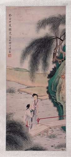 CHINESE INK AND COLOR SCROLL PAINTING