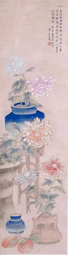 CHINESE INK AND COLOR SCROLL PAINTING