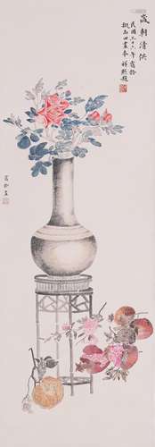 CHINESE INK AND COLOR SCROLL PAINTING