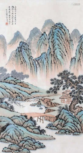 CHINESE INK AND COLOR LANDSCAPE PAINTING