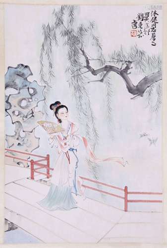 CHINESE INK AND COLOR SCROLL PAINTING