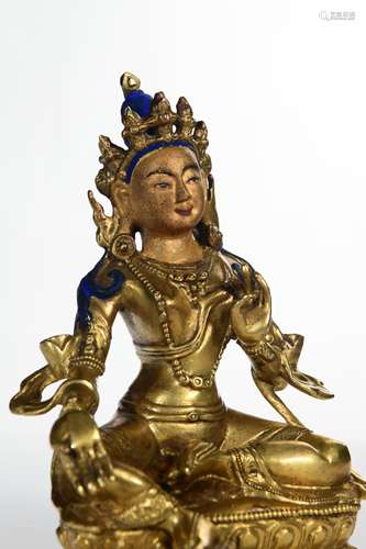 CHINESE GILT BRONZE SEATED TARA