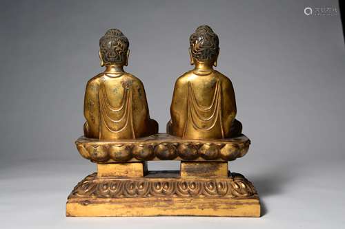 CHINESE GILT BRONZE SEATED BUDDHA