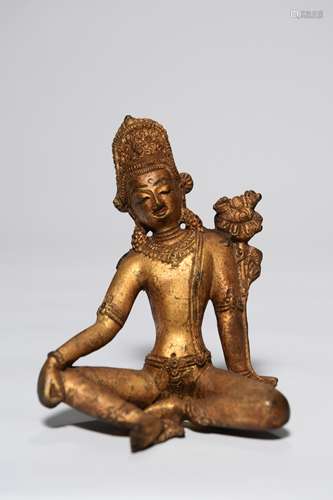 CHINESE BRONZE SEATED GUANYIN