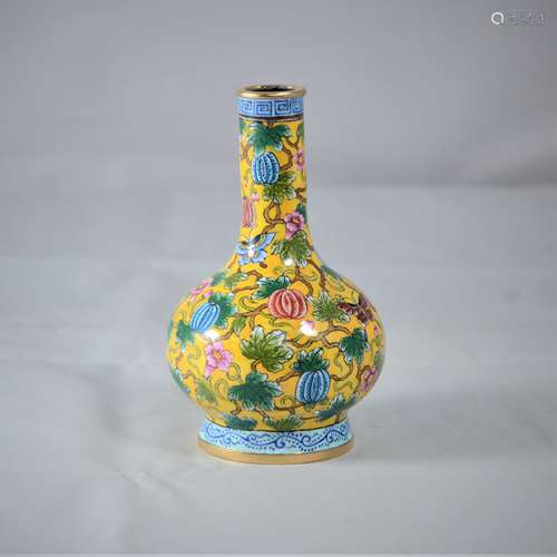 CHINESE BRONZE ENAMELED VASE