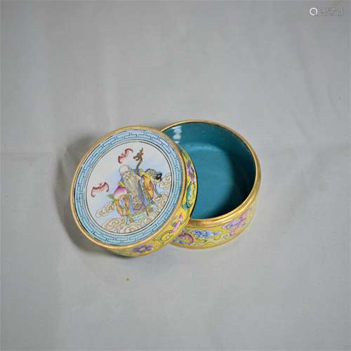 CHINESE BRONZE ENAMELED COVER BOX