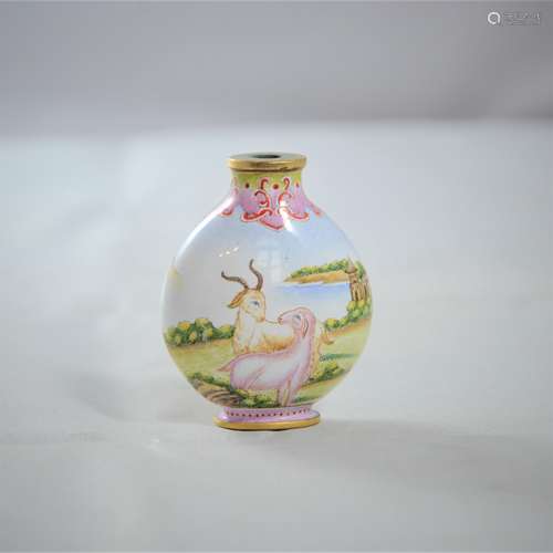 CHINESE BRONZE ENAMELED SNUFF BOTTLE