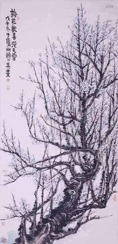 CHINESE INK AND COLOR PAINTING OF PLUM TREE