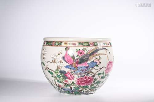 CHINESE FAMILLE ROSE PORCELAIN FISH BOWL