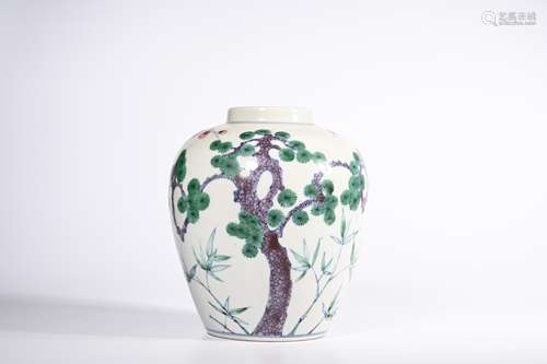 CHINESE FAMILLE ROSE PORCELAIN JAR, MARKED