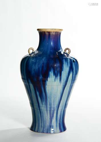 A FLAMBE GLAZED PORCELAIN VASE