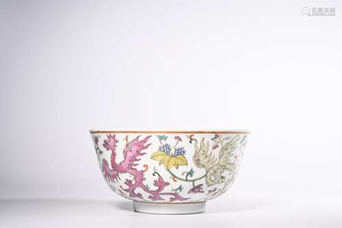 CHINESE FAMILLE ROSE PORCELAIN BOWL, MARKED